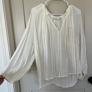 Lush Cream V-Neck Blouse